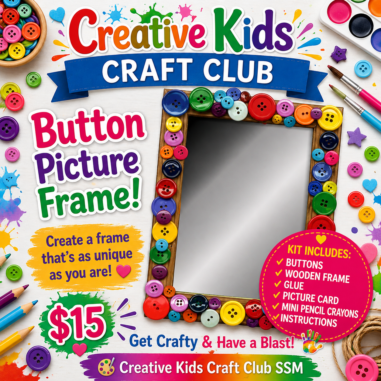 Button Frame Picture DIY Craft Kit