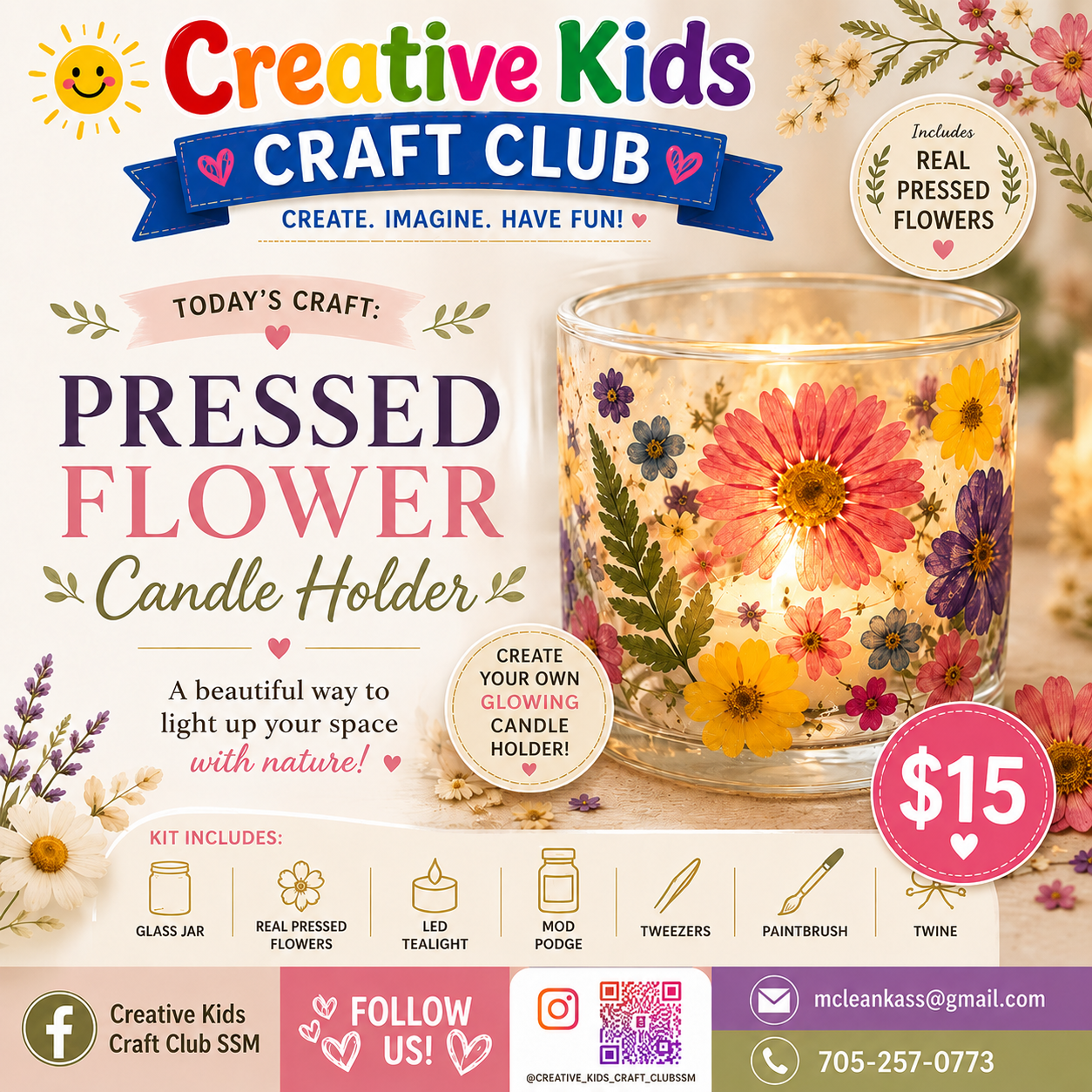 Pressed Flower Candle Holder