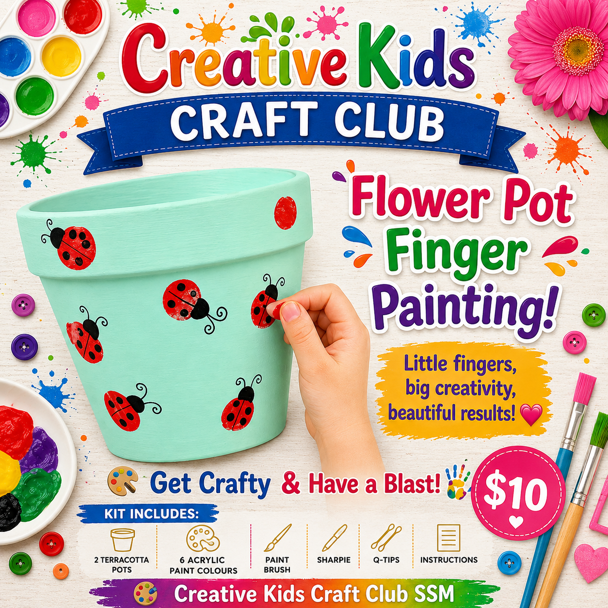 Flower Pot Finger Painting DIY Craft Kit